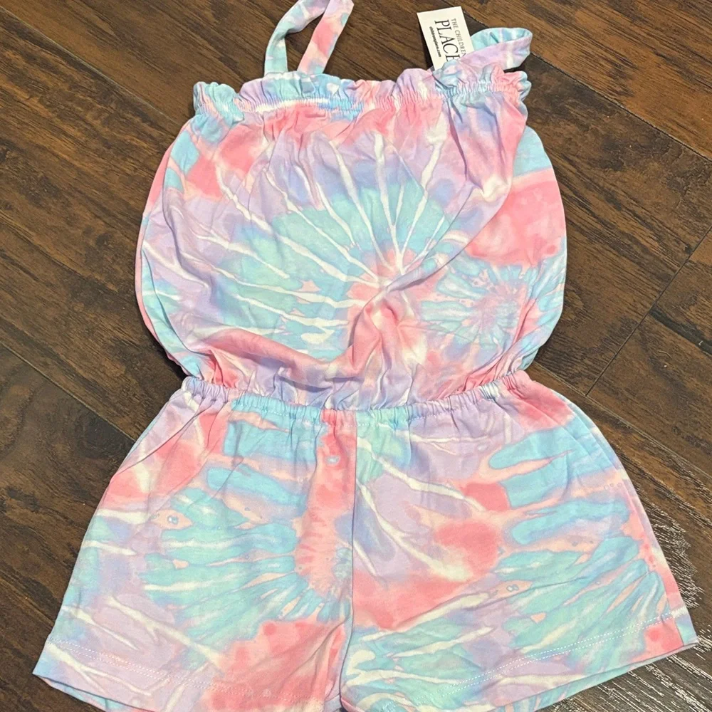 The Children's Place Pink and Blue Tie-Dye Romper